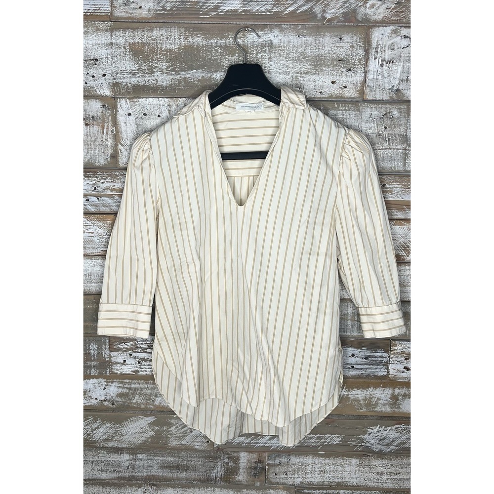 Treasure & Bond Womens‎ 3/4 sleeve yellow striped top XS